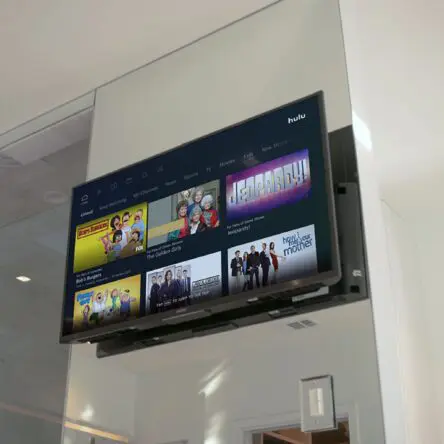 TV installation in residential bathroom.