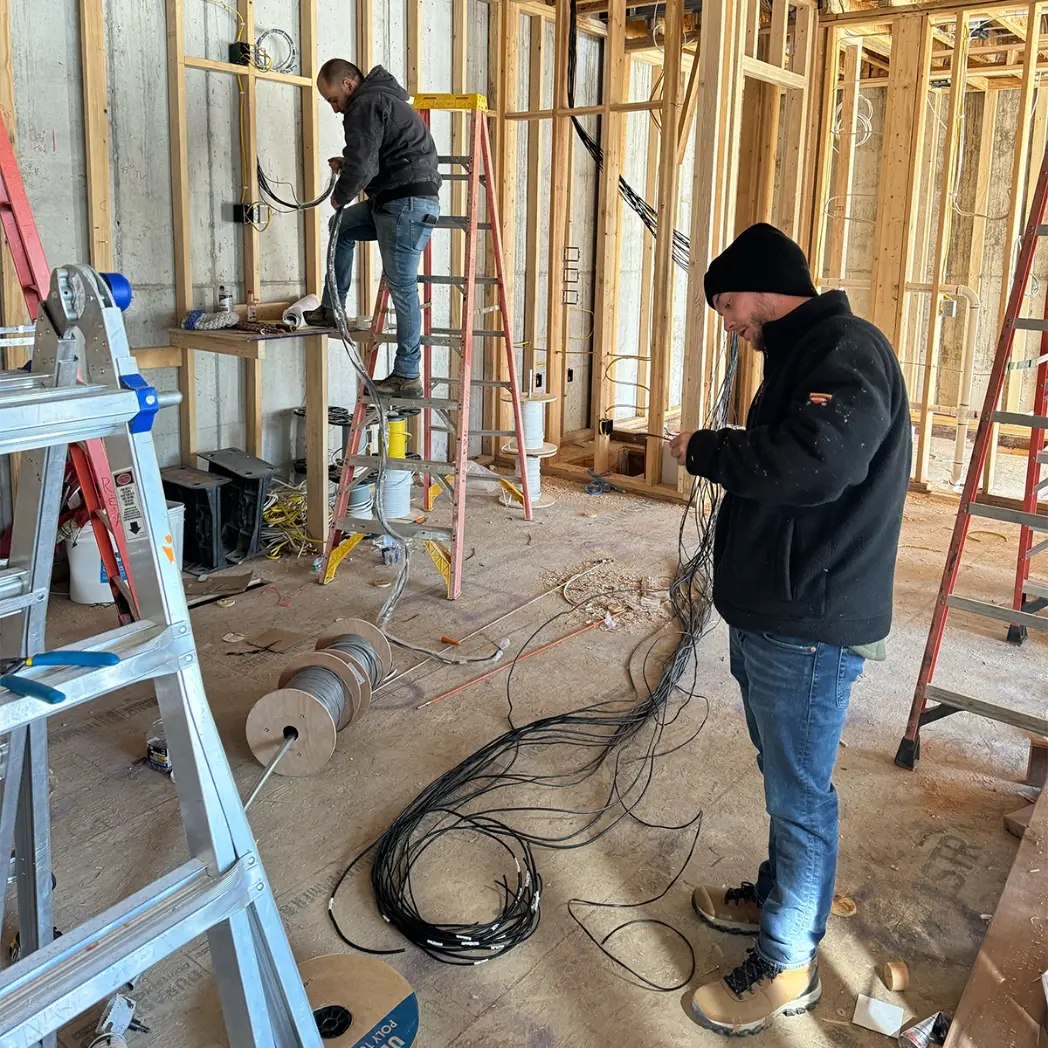 Cabling and networking installation at new construction.