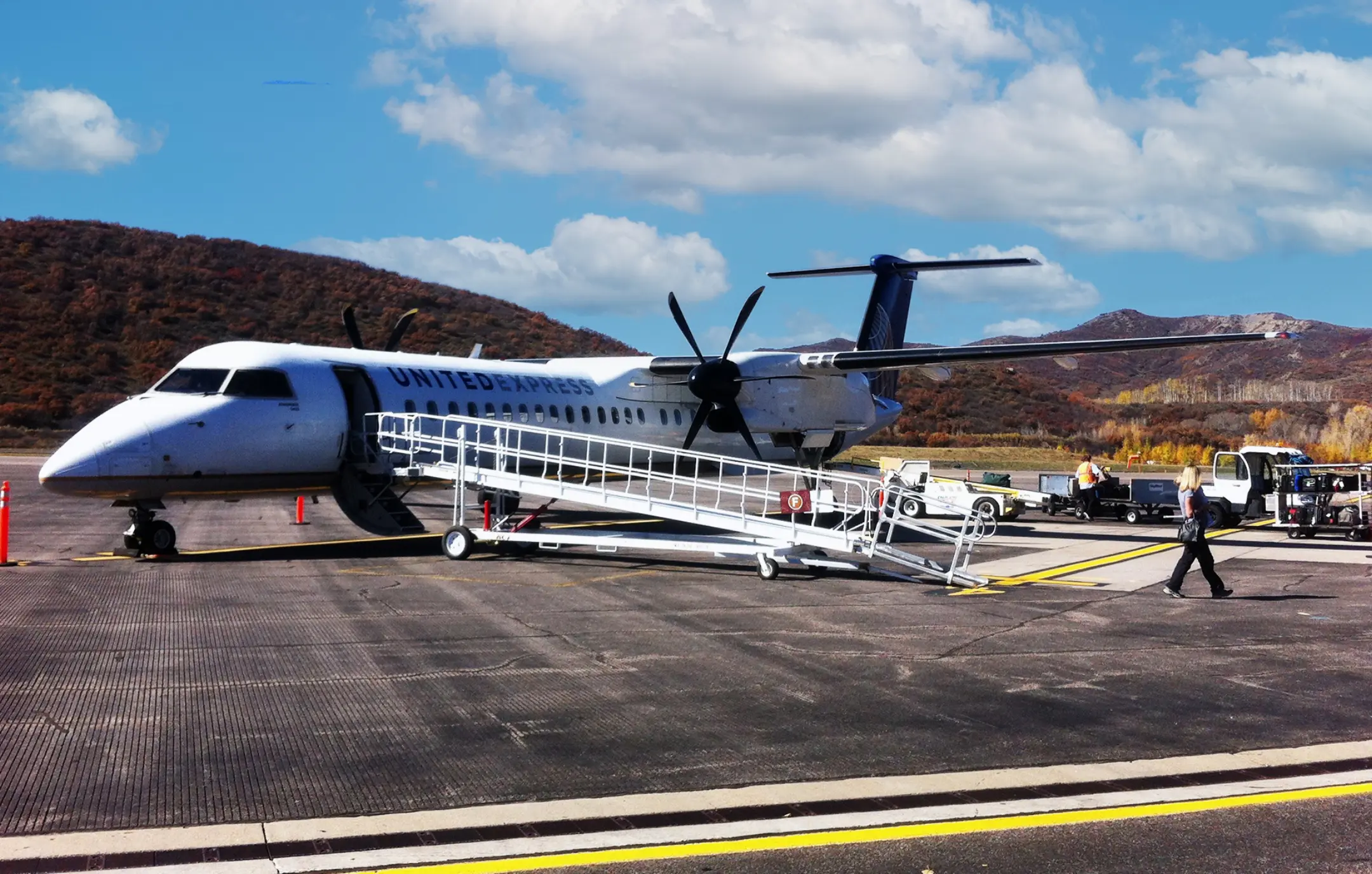 United Express airplane in remote mountain area of Colorado.