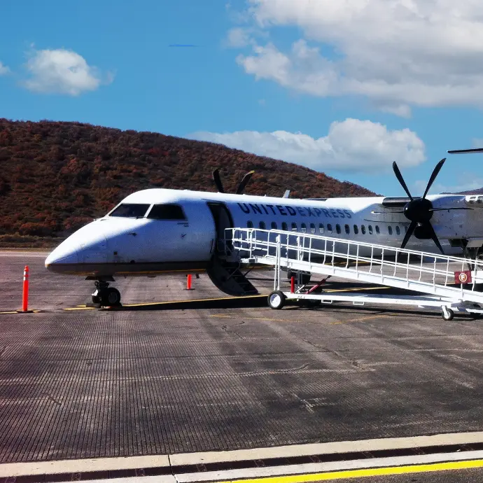 United Express airplane in remote mountain area of Colorado.