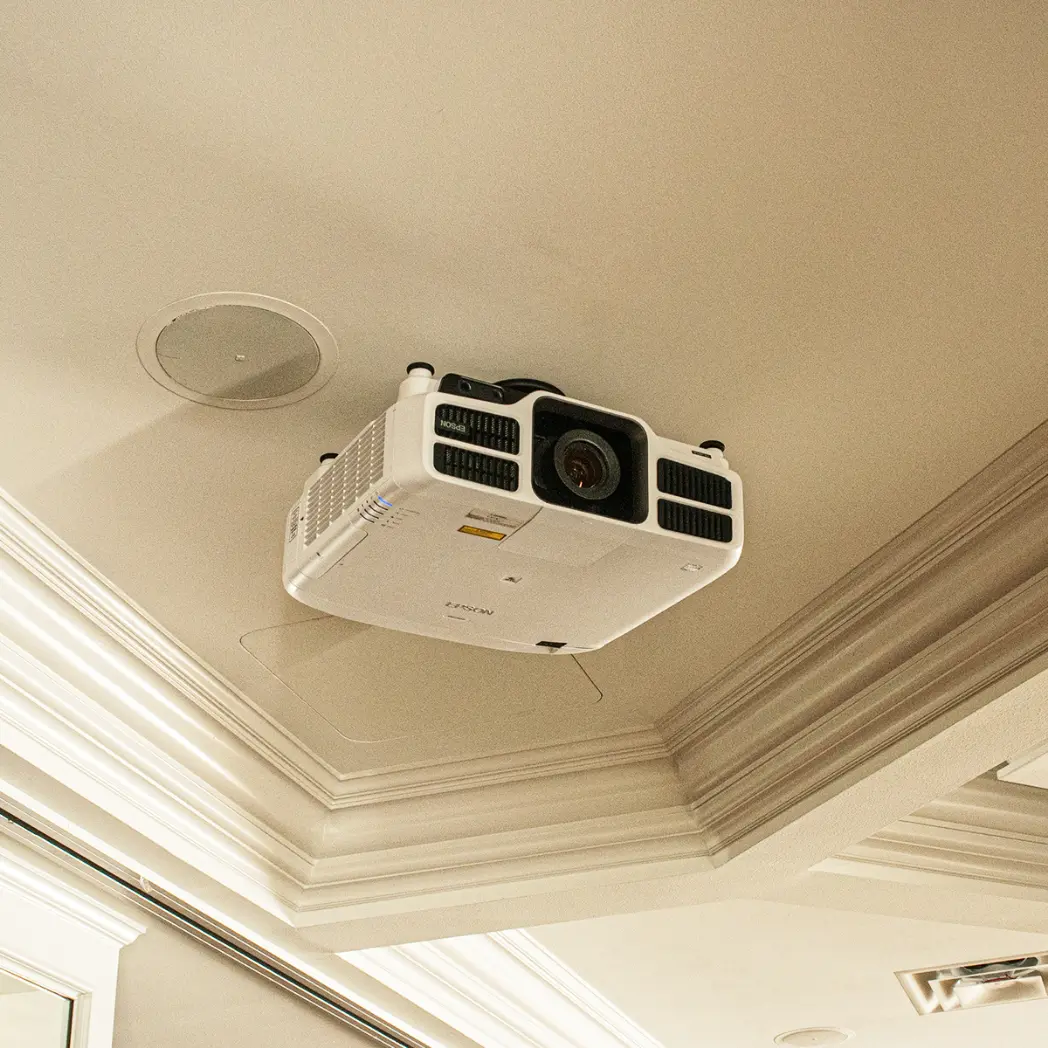 Ceiling mounted Epson projector.