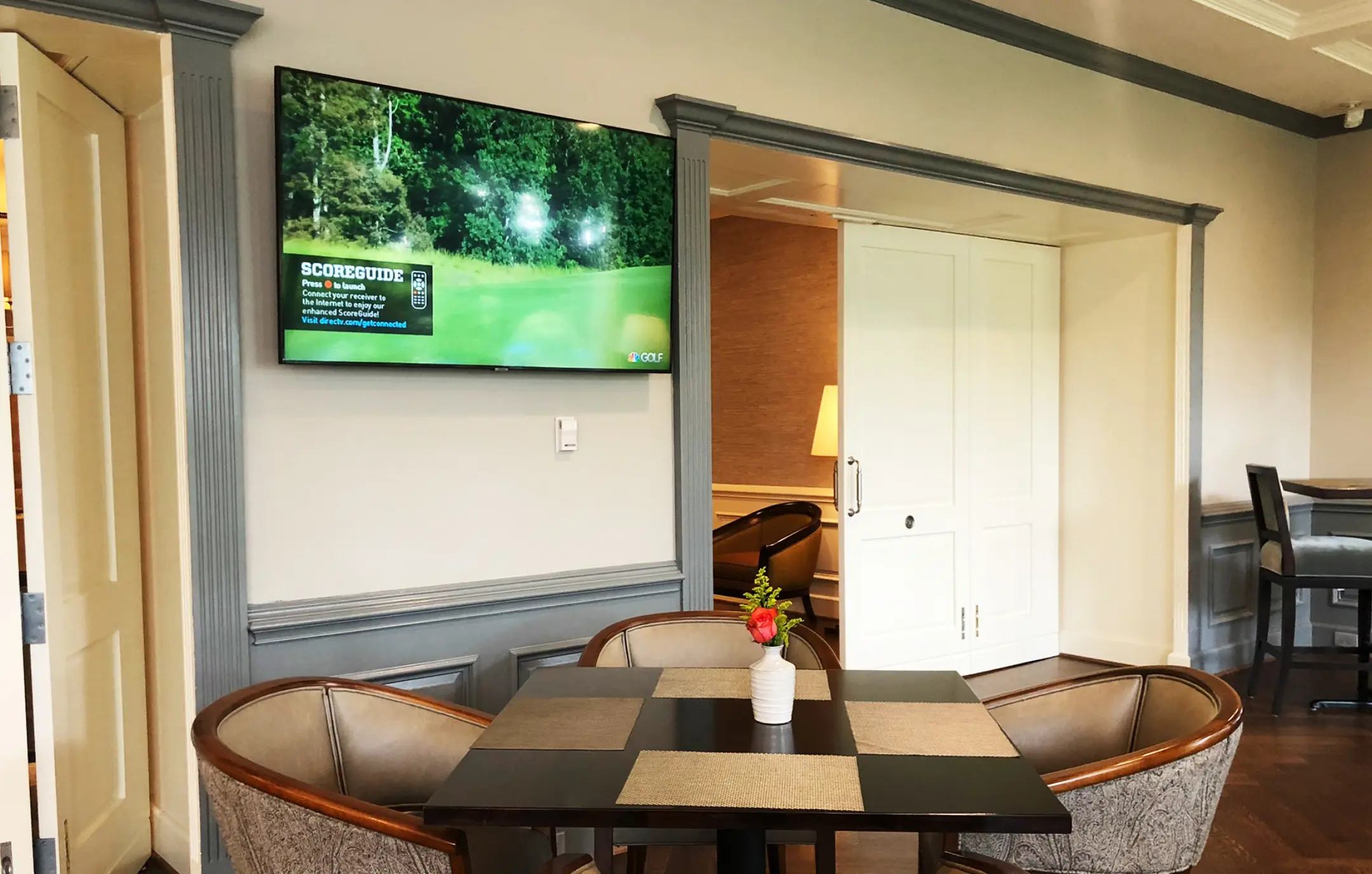 TV screen installation in country club.