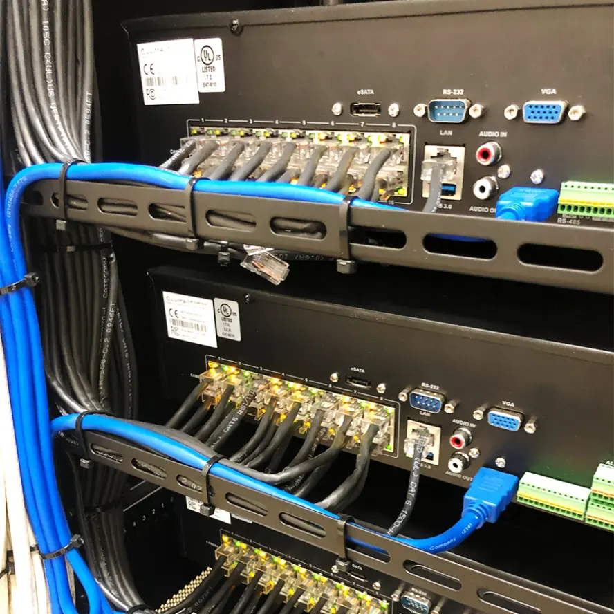 AV rack cabling system.