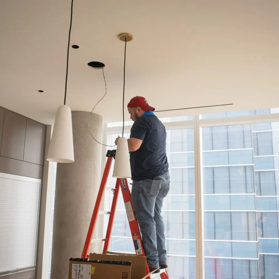 Ceiling electronics installation.