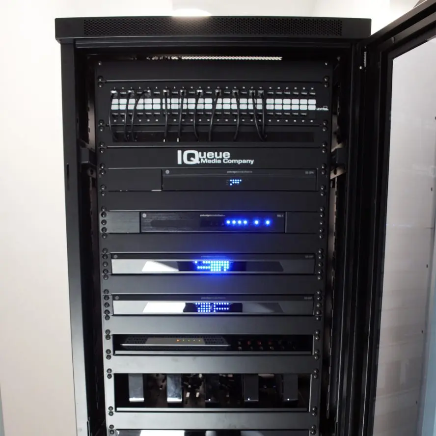 AV rack for component organization in home.