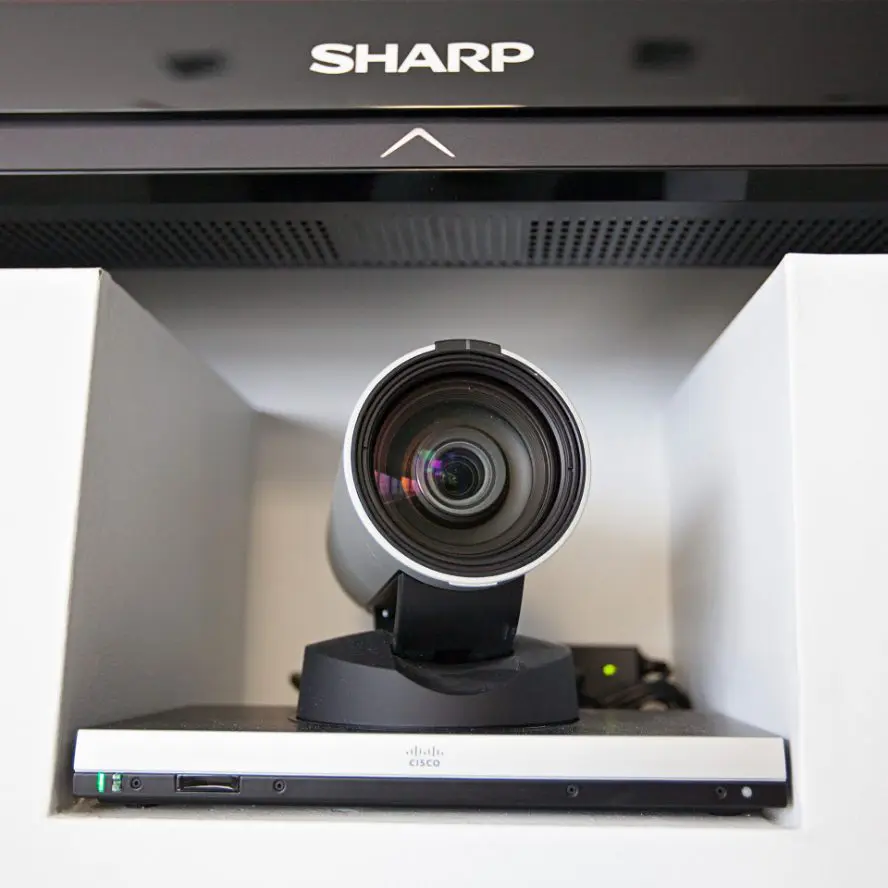 Sharp TV with web cam installation.