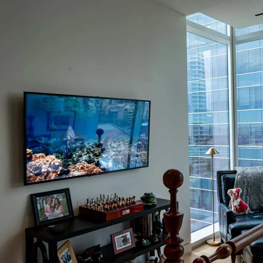 TV installation in high-rise in Dallas. 