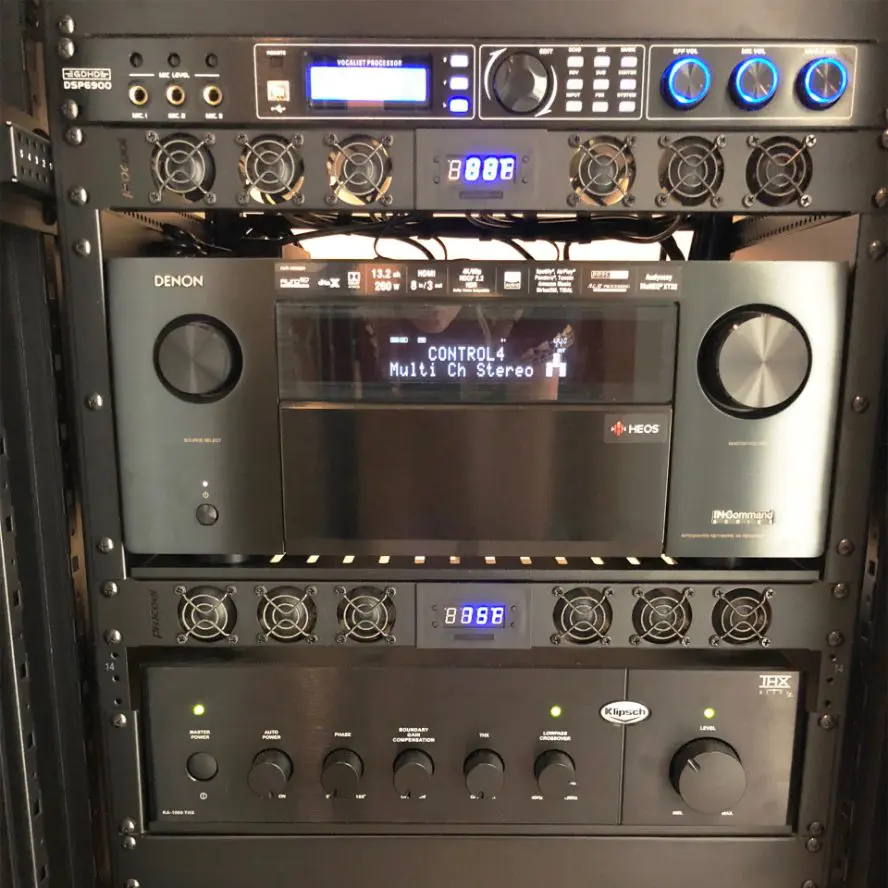 Home networking tower and controls.