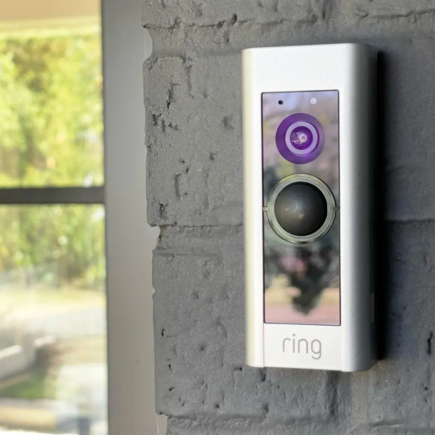 Ring doorbell installation outside home entry. 